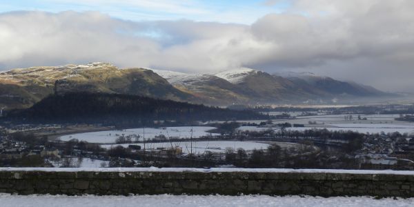 Snowy Misty Ochil Hills above Stirling